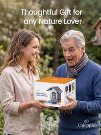 Blue Chirppie bird feeder gift box being given as a thoughtful gift (3 of 17)