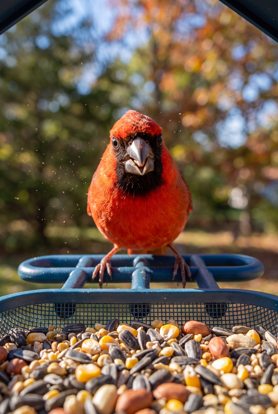Chirppie smart bird feeder in a backyard setting