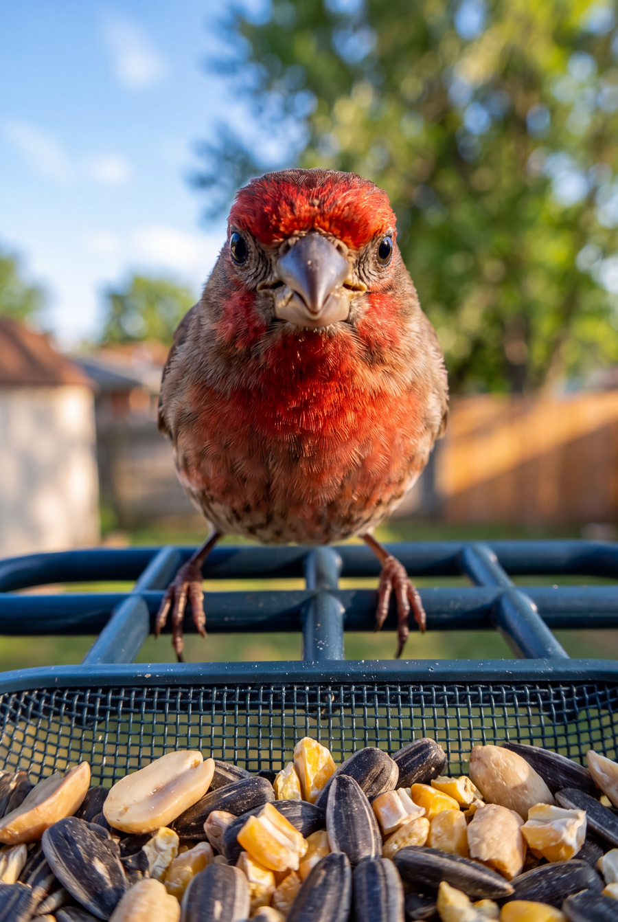 Chirppie smart bird feeder in a backyard setting