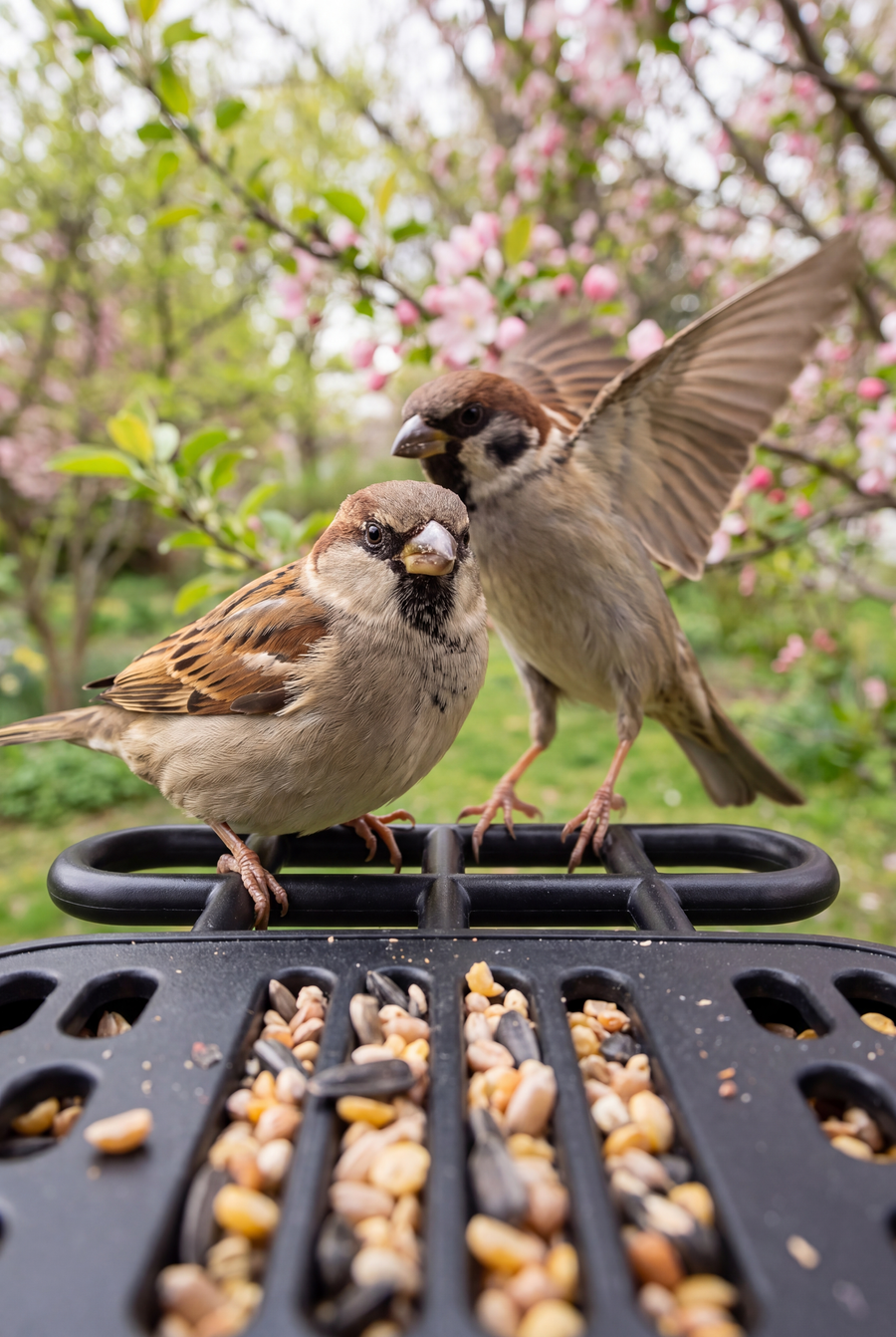 Chirppie smart bird feeder in a backyard setting
