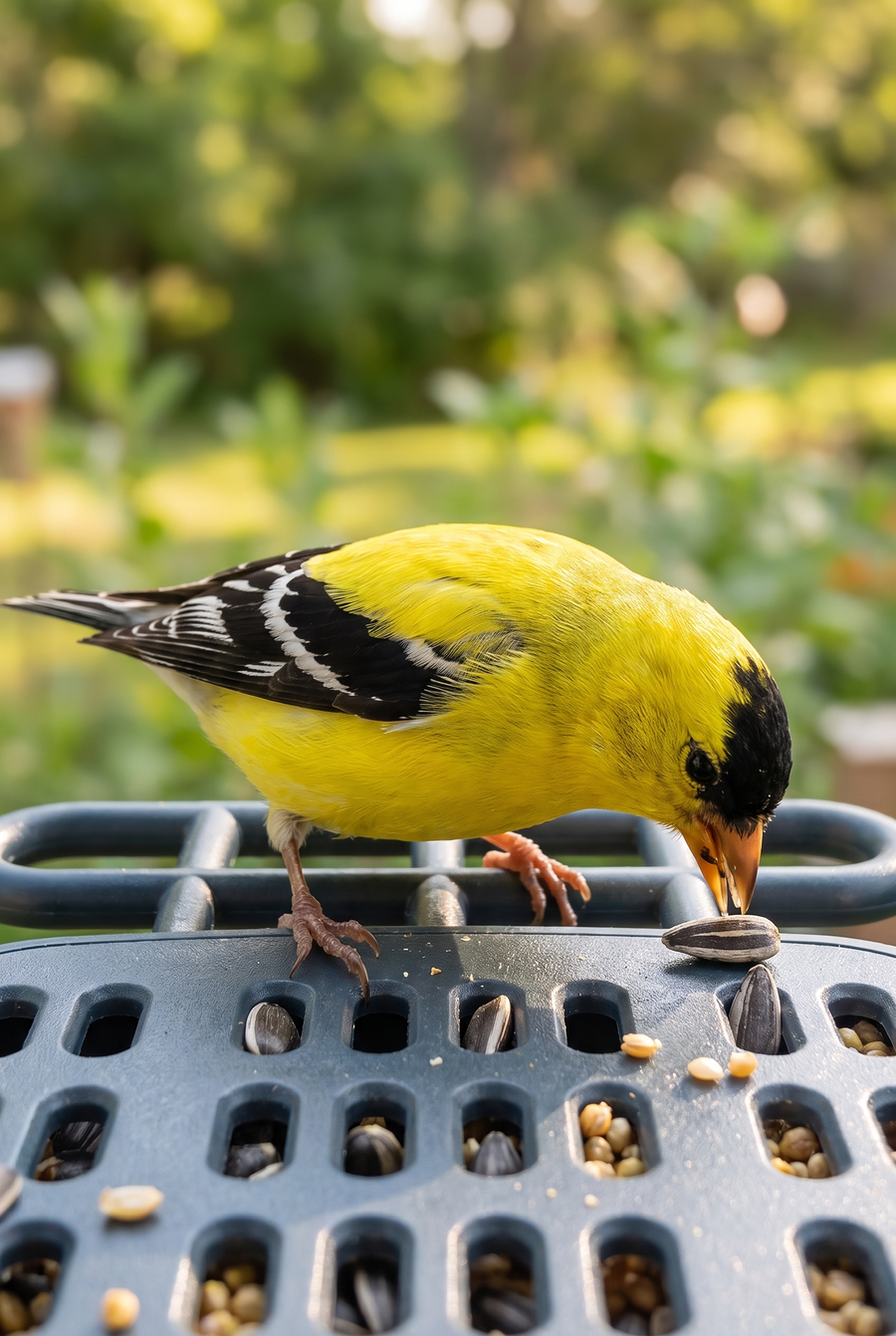 Chirppie smart bird feeder in a backyard setting